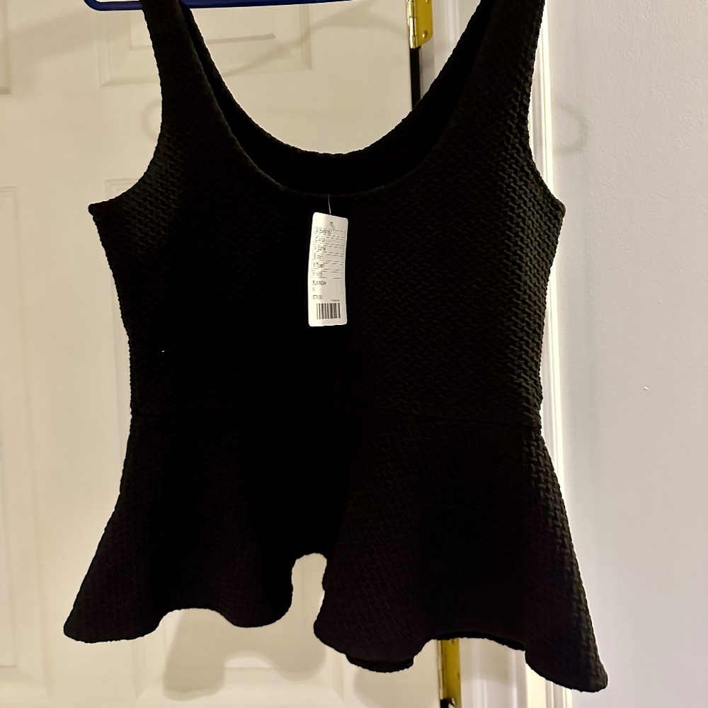 Anthropologie Black Peplum Fitted Tank Top